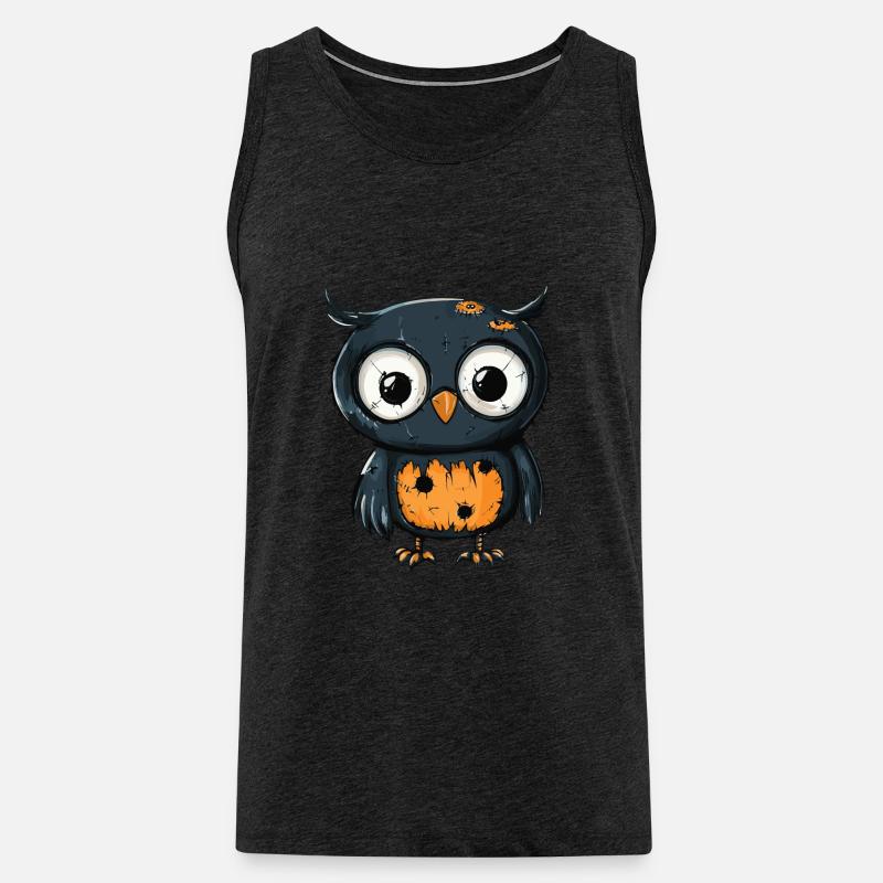 Eule Halloween Zombie - Männer Premium Bio Tank Top - Anthrazit