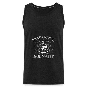 Cafecito Lover Drinking Cafecito Mix Cuban Coffee - Men's Premium Organic Tank Top - charcoal grey - Front - Alexander (188cm)