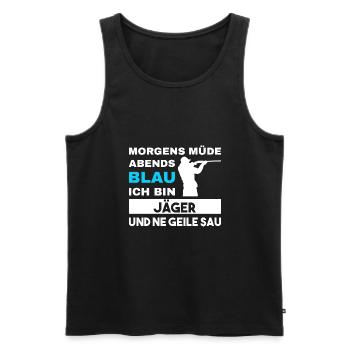 Morgens Müde Abends Blau Jäger - Männer Premium Bio Tank Top - Anthrazit - Vorne - AI Model Male 185 dark (185cm)