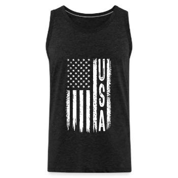 Drapeau des États-Unis - Cadeau - Débardeur bio Premium Homme - charbon - Devant - AI Model Male 185 dark (185cm)