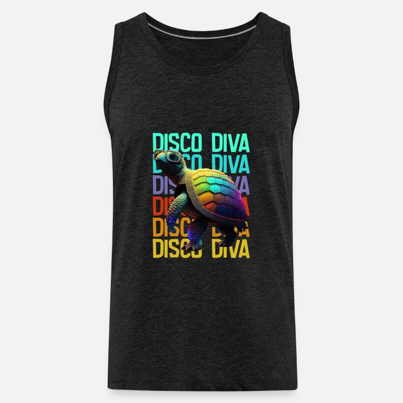 Turtle Disco Diva - Männer Premium Bio Tank Top - Anthrazit
