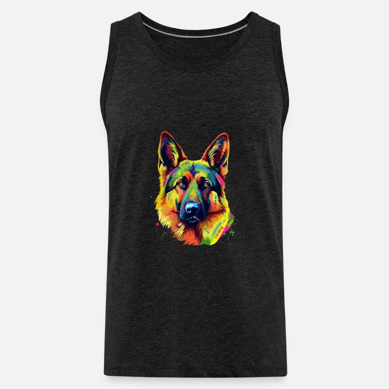 Deutscher Schäferhund Bunt - Männer Premium Bio Tank Top - Anthrazit