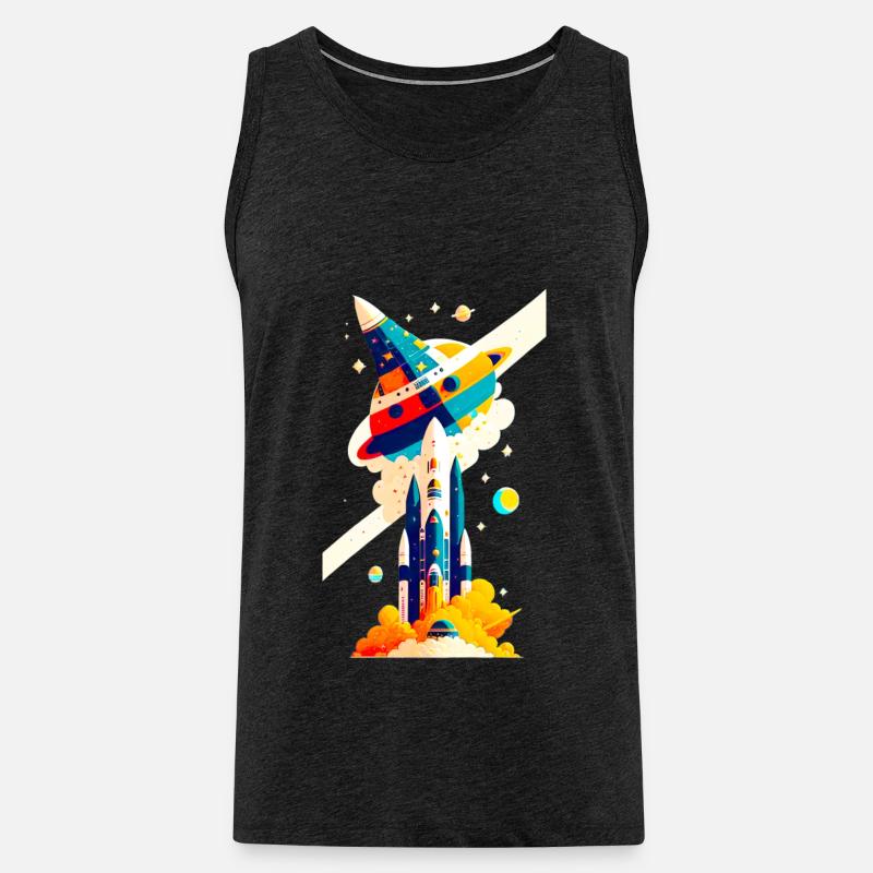 Space View / Rocket 02 - Männer Premium Bio Tank Top - Anthrazit