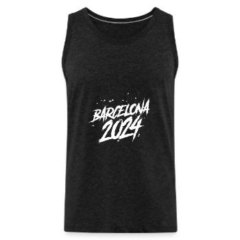 Barcelona 2024 Holiday Team - Men's Premium Organic Tank Top - charcoal grey - Front - AI Model Male 185 dark (185cm)