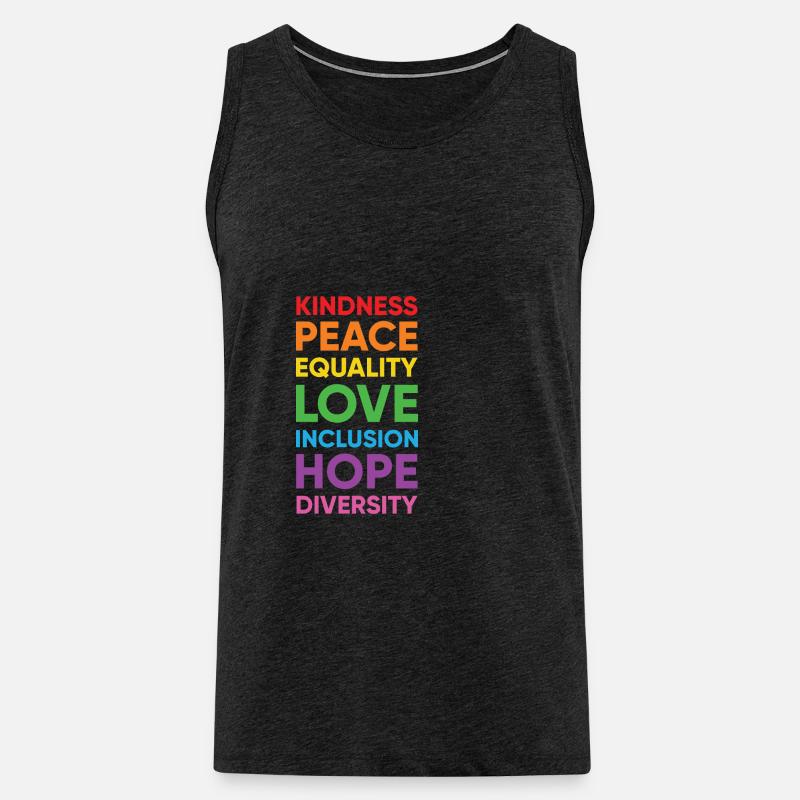 Human Peace Equality Kindness Diversity - Männer Premium Bio Tank Top - Anthrazit