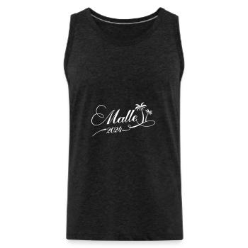 Malle 2024 Team Mallorca - Men's Premium Organic Tank Top - charcoal grey - Front - AI Model Male 185 dark (185cm)