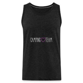 Camping Team Heart - Men's Premium Organic Tank Top - charcoal grey - Front - AI Model Male 185 dark (185cm)