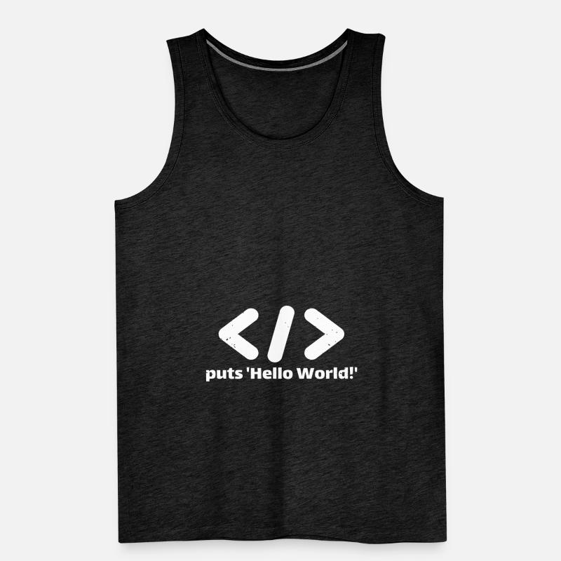 hello world programming ruby Men's Premium Organic Tank Top