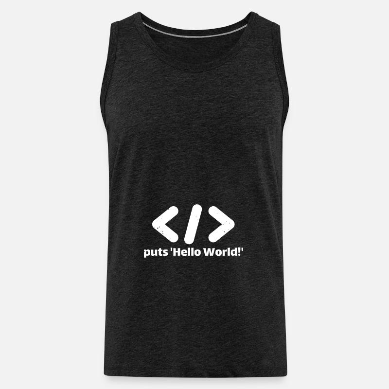 hello world programmieren ruby - Männer Premium Bio Tank Top - Anthrazit