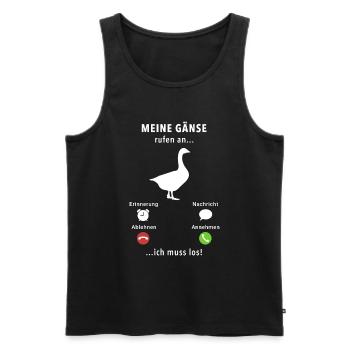 Meine Gänse rufen an - ich muss los - Spruch - Männer Premium Bio Tank Top - Anthrazit - Vorne - AI Model Male 185 dark (185cm)