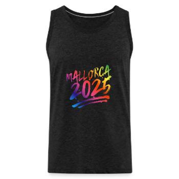 Mallorca 2025 Colorful - Men's Premium Organic Tank Top - charcoal grey - Front - Alexander (188cm)