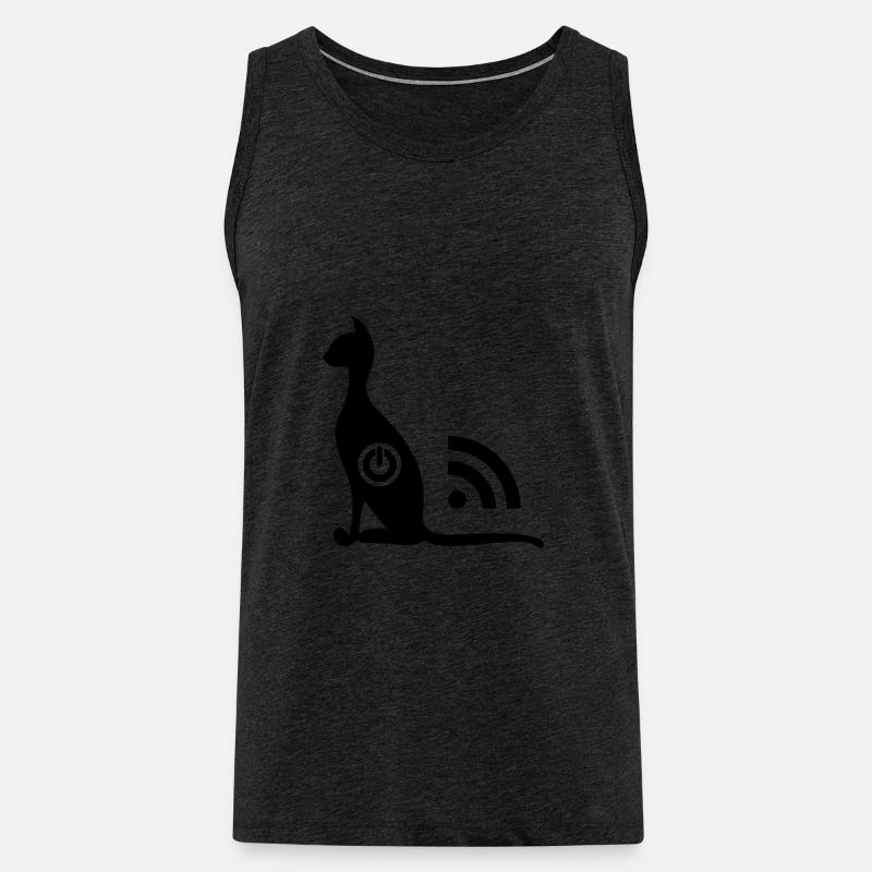 Katze WLAN EIN AUS - Männer Premium Bio Tank Top - Anthrazit