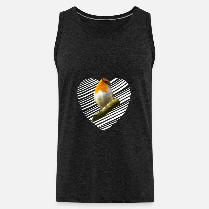 Rotkehlchen Singvogel - Männer Premium Bio Tank Top - Anthrazit