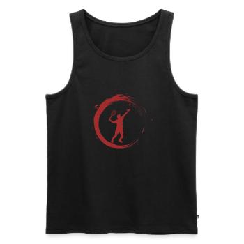 Badminton badminton - Men's Premium Organic Tank Top - charcoal grey - Front - AI Model Male 185 dark (185cm)