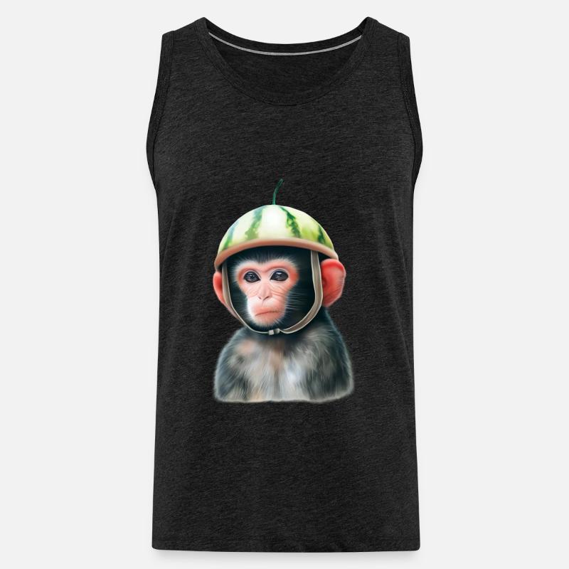 Affe mit Wassermelone - Männer Premium Bio Tank Top - Anthrazit