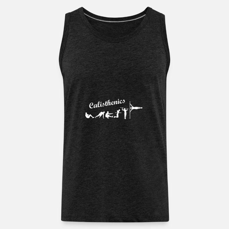 Calisthenics Shirt Evolution Schriftzug - Männer Premium Bio Tank Top - Anthrazit