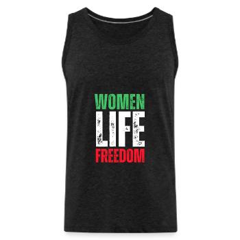 Women Life Freedom - Women's Right - Iran - Männer Premium Bio Tank Top - Anthrazit - Vorne - Alexander (188cm)