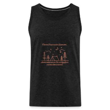 Camping women tent camp fire stars - Men's Premium Organic Tank Top - charcoal grey - Front - Alexander (188cm)