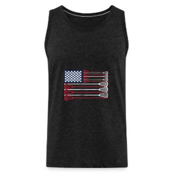 Vintage Flag > US Flag with Lacrosse Bats - Männer Premium Bio Tank Top - Anthrazit - Vorne - AI Model Male 185 dark (185cm)