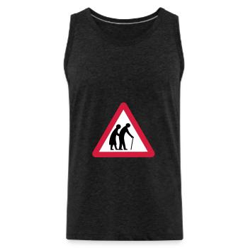 Vorsicht Old People Crossing Verkehrszeichen - Männer Premium Bio Tank Top - Anthrazit - Vorne - AI Model Male 185 dark (185cm)