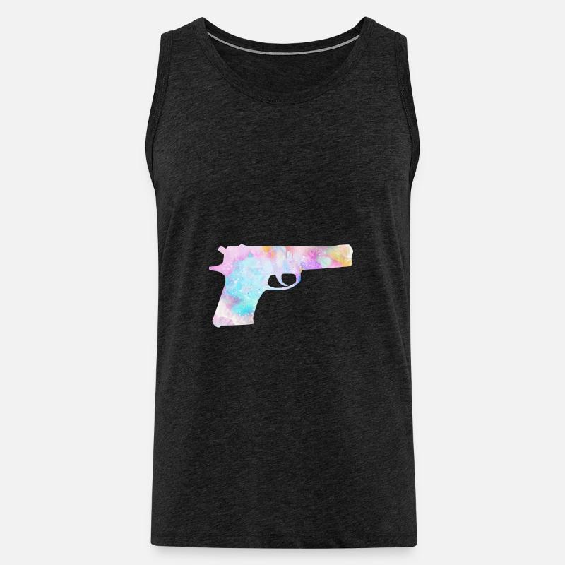 Bunte Waffe Pistole - Männer Premium Bio Tank Top - Anthrazit