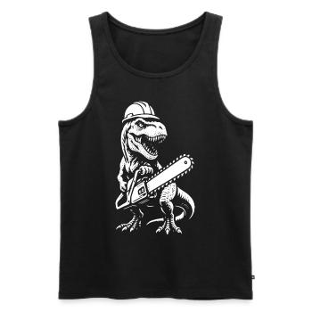 T-Rex - Tyrannosaure - Tronçonneuse - Cadeau - Débardeur bio Premium Homme - charbon - Devant - Alexander (188cm)