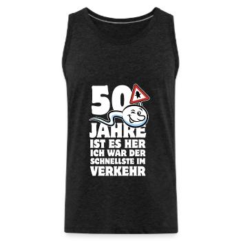 50 Jahre ist es her - der Schnellste im Verkehr - Männer Premium Bio Tank Top - Anthrazit - Vorne - AI Model Male 185 dark (185cm)