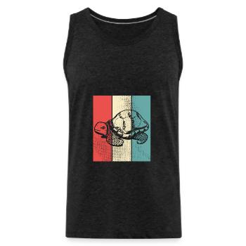 Turtle retro style - Men's Premium Organic Tank Top - charcoal grey - Front - AI Model Male 185 dark (185cm)