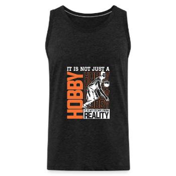 Ask Me About Basketball Actually You Don't Have To - Männer Premium Bio Tank Top - Anthrazit - Vorne - Alexander (188cm)