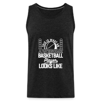 Ask Me About Basketball Actually You Don't Have To - Männer Premium Bio Tank Top - Anthrazit - Vorne - Alexander (188cm)