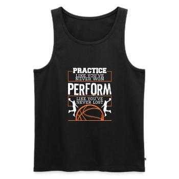 Practice Like You've Never Won For A Basketball - Men's Premium Organic Tank Top - charcoal grey - Front - Alexander (188cm)