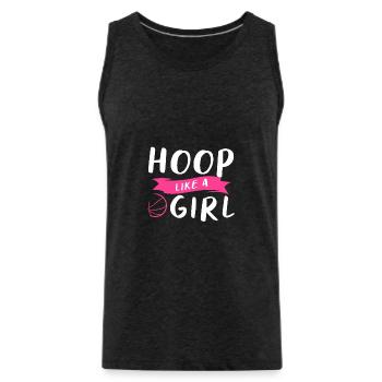 Hoop Like A Girl For A Basketball Player - Men's Premium Organic Tank Top - charcoal grey - Front - AI Model Male 185 dark (185cm)