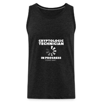 Cryptologic Technician In Progress Please Wait - Men's Premium Organic Tank Top - charcoal grey - Front - AI Model Male 185 dark (185cm)