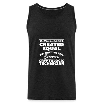 All Women Are Created Equal Cryptologic Technician - Männer Premium Bio Tank Top - Anthrazit - Vorne - Alexander (188cm)