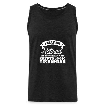 I Maybe Retired But I'm Always A Cryptologic - Men's Premium Organic Tank Top - charcoal grey - Front - AI Model Male 185 dark (185cm)