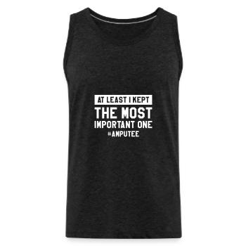 At Least I Kept The Most Important One Amputee - Männer Premium Bio Tank Top - Anthrazit - Vorne - AI Model Male 185 dark (185cm)
