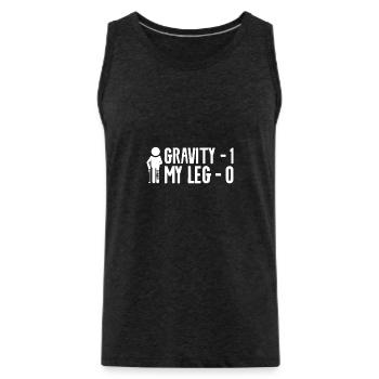 Gravité 1 Ma jambe 0 Récupération de blessure osseuse cassée - Débardeur bio Premium Homme - charbon - Devant - AI Model Male 185 dark (185cm)