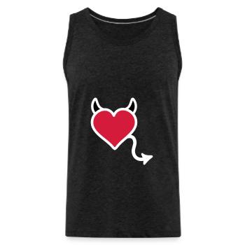 Teufel Teufelchen Herz - Männer Premium Bio Tank Top - Anthrazit - Vorne - Alexander (188cm)