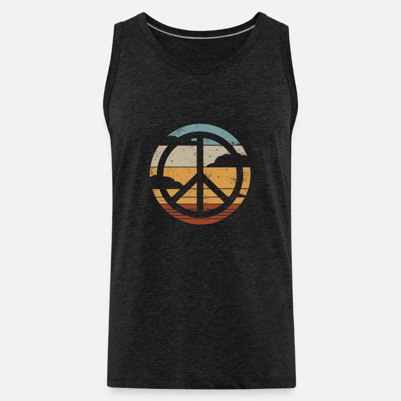 Friedenszeichen Retro Design Peace Zeichen - Männer Premium Bio Tank Top - Anthrazit