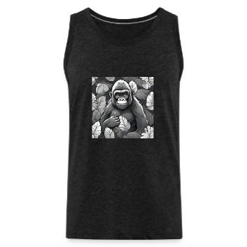 Gorilla between leaves - Men's Premium Organic Tank Top - charcoal grey - Front - AI Model Male 185 dark (185cm)