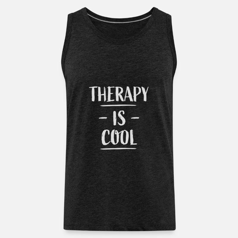 therapy is cool Zitat - Männer Premium Bio Tank Top - Anthrazit