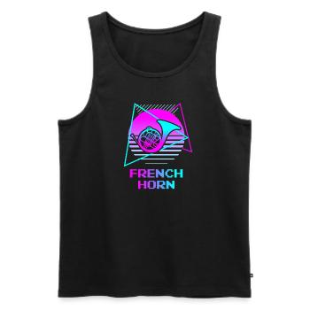 Retro Vintage Classic Français Horn Player - Débardeur bio Premium Homme - charbon - Devant - AI Model Male 185 dark (185cm)