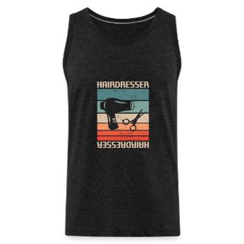 Retro Vintage Classic Hairdresser Hairdressing - Männer Premium Bio Tank Top - Anthrazit - Vorne - AI Model Male 185 dark (185cm)
