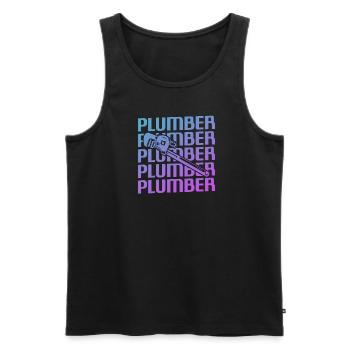 Retro Vintage Classic Plumber Plumbing - Men's Premium Organic Tank Top - charcoal grey - Front - AI Model Male 185 dark (185cm)
