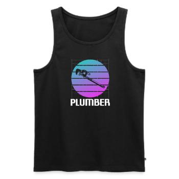 Retro Vintage Classic Plumber Plumbing - Men's Premium Organic Tank Top - charcoal grey - Front - AI Model Male 185 dark (185cm)