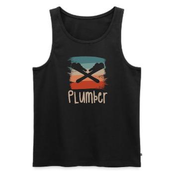 Retro Vintage Classic Plumber Plumbing - Men's Premium Organic Tank Top - charcoal grey - Front - AI Model Male 185 dark (185cm)