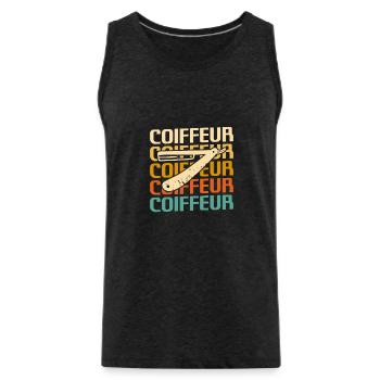 Retro Coiffure Barbier Coiffeuse - Männer Premium Bio Tank Top - Anthrazit - Vorne - AI Model Male 185 dark (185cm)