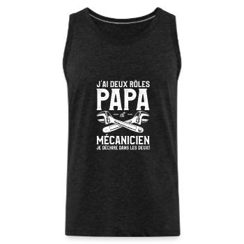 J'ai Deux Rôles Papa Et Mécanicien Je Déchire Dans - Männer Premium Bio Tank Top - Anthrazit - Vorne - AI Model Male 185 dark (185cm)