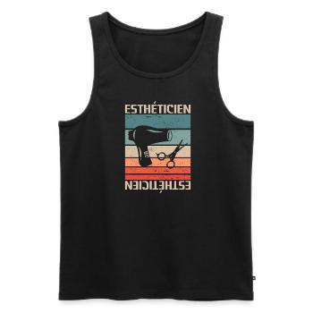 Vintage Retro Esthéticien Cosmétologie - Débardeur bio Premium Homme - charbon - Devant - AI Model Male 185 dark (185cm)