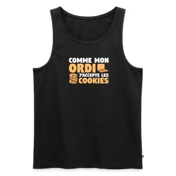 Comme Mon Ordi J'Accepte Les Cookies - Débardeur bio Premium Homme - charbon - Devant - AI Model Male 185 dark (185cm)
